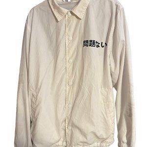 H&M Divided Men's Japanese White Coach Jacket Medium